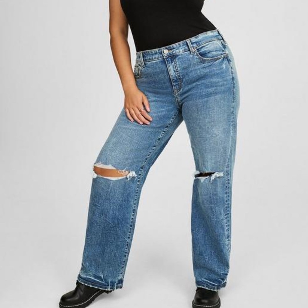 Torrid Blue Distressed Boyfriend Jeans